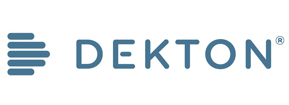 Dekton logo with stacked horizontal lines and the word 
