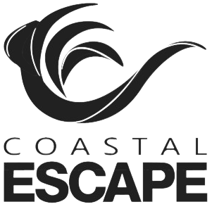 A black and white logo for coastal escape