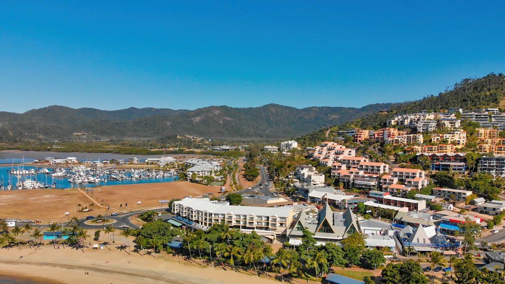 Airlie Beach, Queensland. Aerial View from Drone — Total Sealing Works Whitsundays in Cannonvale, QLD