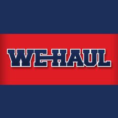 WEHAUL logo in white outlined letters on a red band over a dark blue background