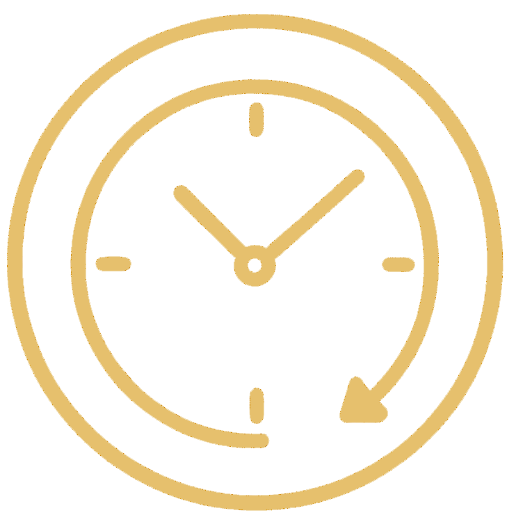 Icona dell'orologio con una freccia, che suggerisce la gestione del tempo o le scadenze.