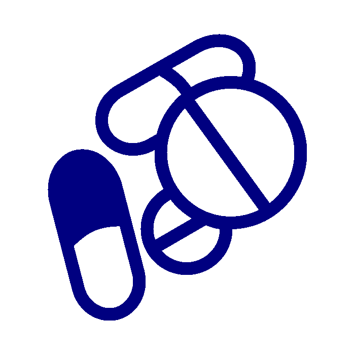 icône bleue de médicaments et pilules