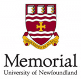 Memorial University of Newfoundland logo with red crest and black text on a white background