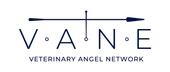 Veterinary Angel Network (VANE) logo with stylized dark blue text and a veterinary symbol above, on a white background