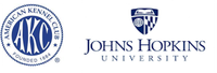 AKC and Johns Hopkins University logos side by side in blue on white background
