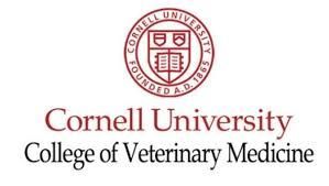 Cornell University College of Veterinary Medicine logo with red seal and maroon text on a white background