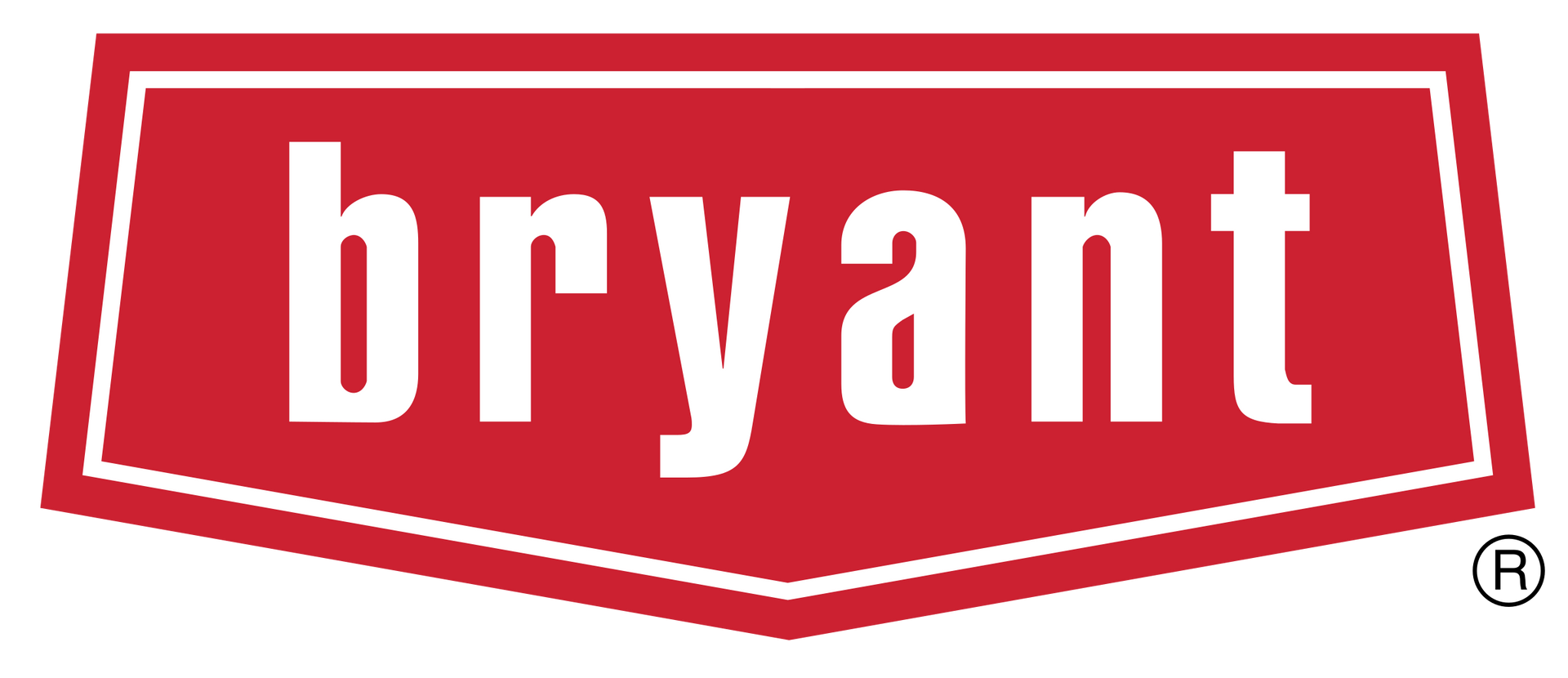 A red and white logo for bryant air conditioners.