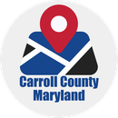 A logo for carroll county maryland with a map pin