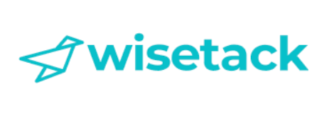 The logo for wise tack is blue and has a star on it.