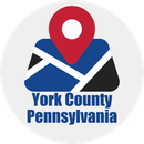 A logo for york county pennsylvania with a map