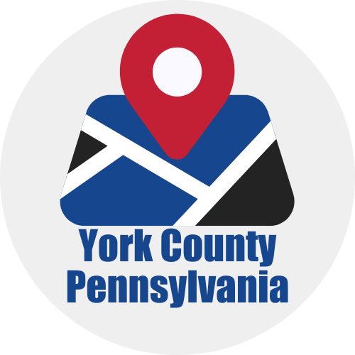 A logo for york county pennsylvania with a map