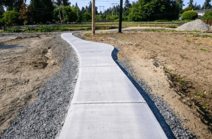 Concrete company pours a new sidewalk in the city of brooklyn park, MN