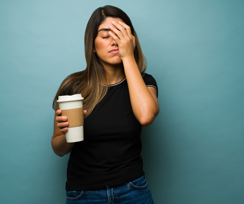 Woman with black shirt exhausted