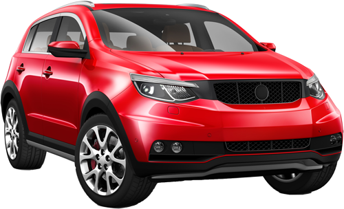 A red car with a black grille on a white background A red car with a black grille on a white background