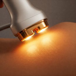 A close up of a device on a person 's skin