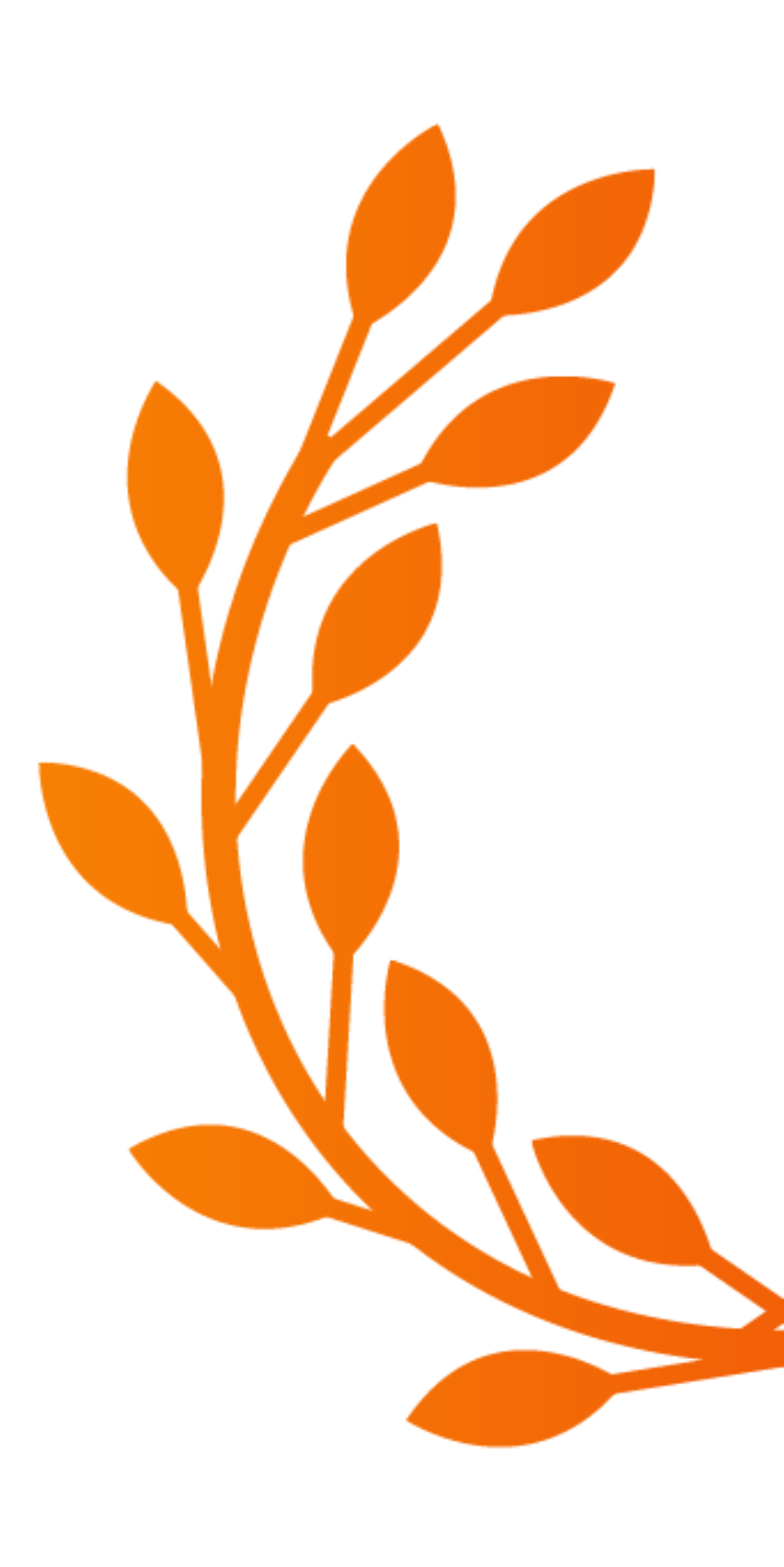 A branch with orange leaves on a white background