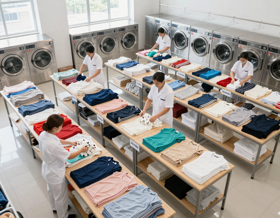Clasificación de ropa por color, material y método de limpieza