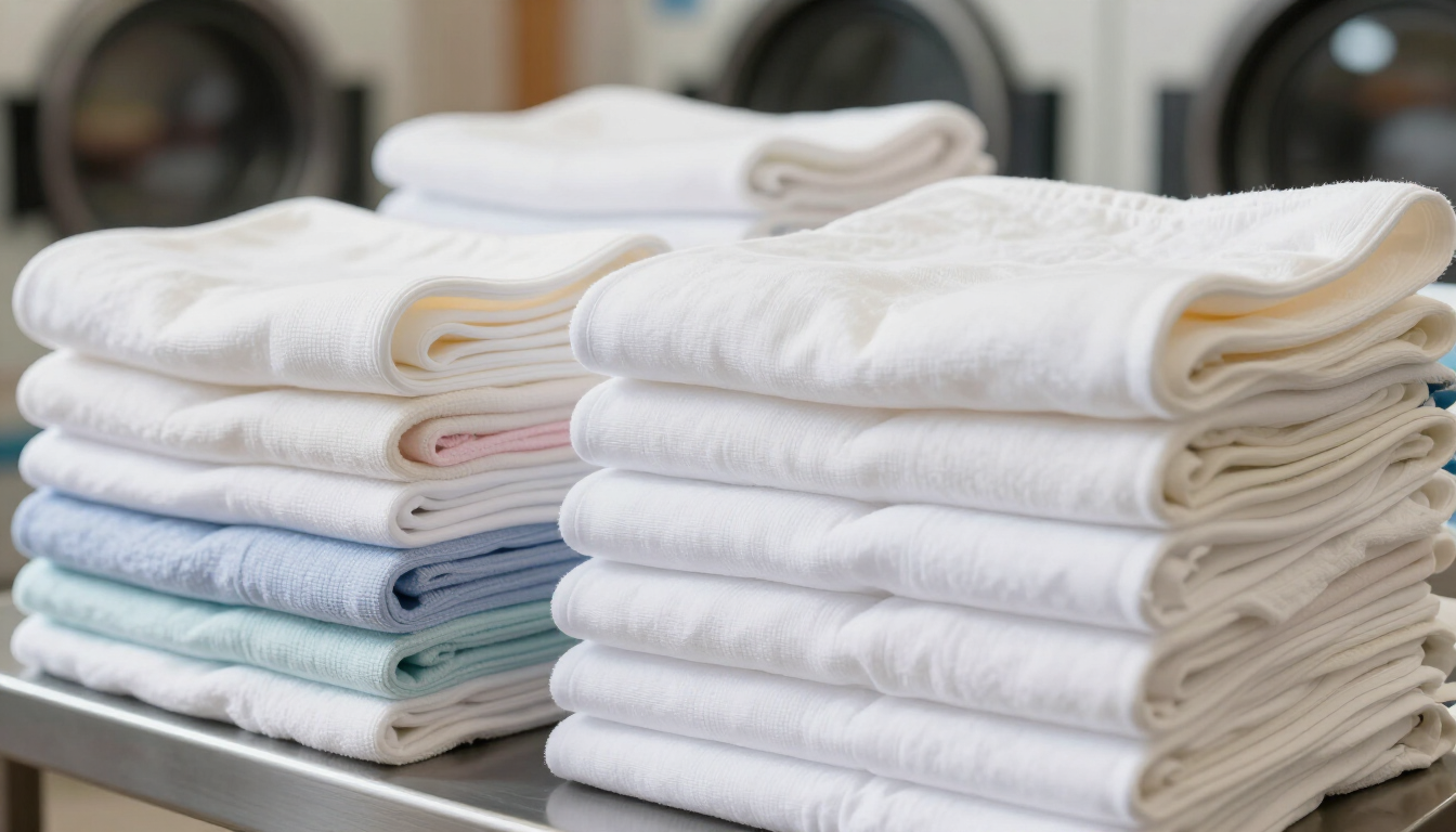 Textiles doblados y preparados para entregar al cliente