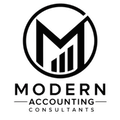 Black Modern Accounting Consultants logo with circular &ldquo;M&rdquo; icon and bold text underneath