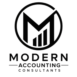 Black Modern Accounting Consultants logo with circular &ldquo;M&rdquo; icon and bold text underneath