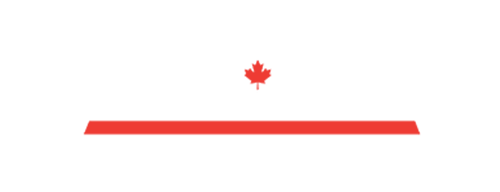 A red line with a maple leaf on top of it on a white background.