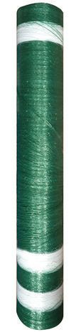 A roll of green plastic wrap with white stripes on a white background.