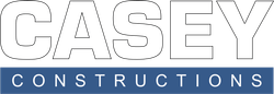 Casey Constructions The logo for casey constructions is blue and white