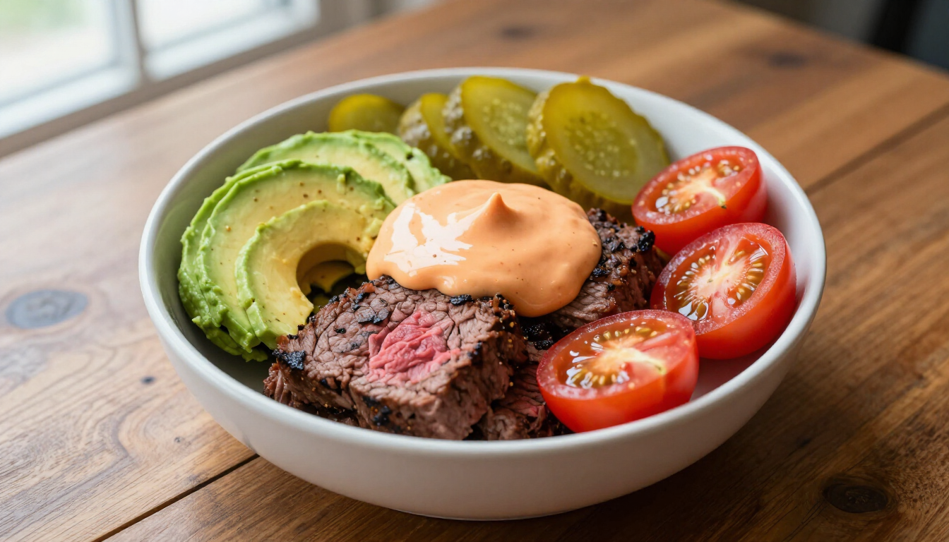 Healthy Burger Bowl Presentation