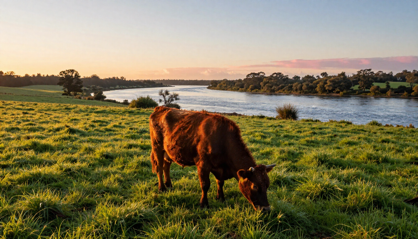 Dexter Cow by the River