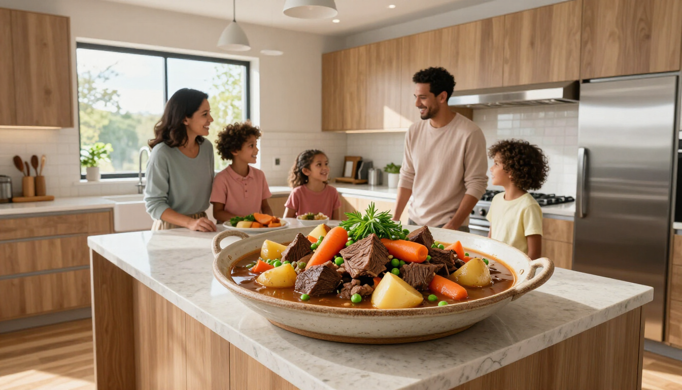 Family enjoying a healthy beef dinner