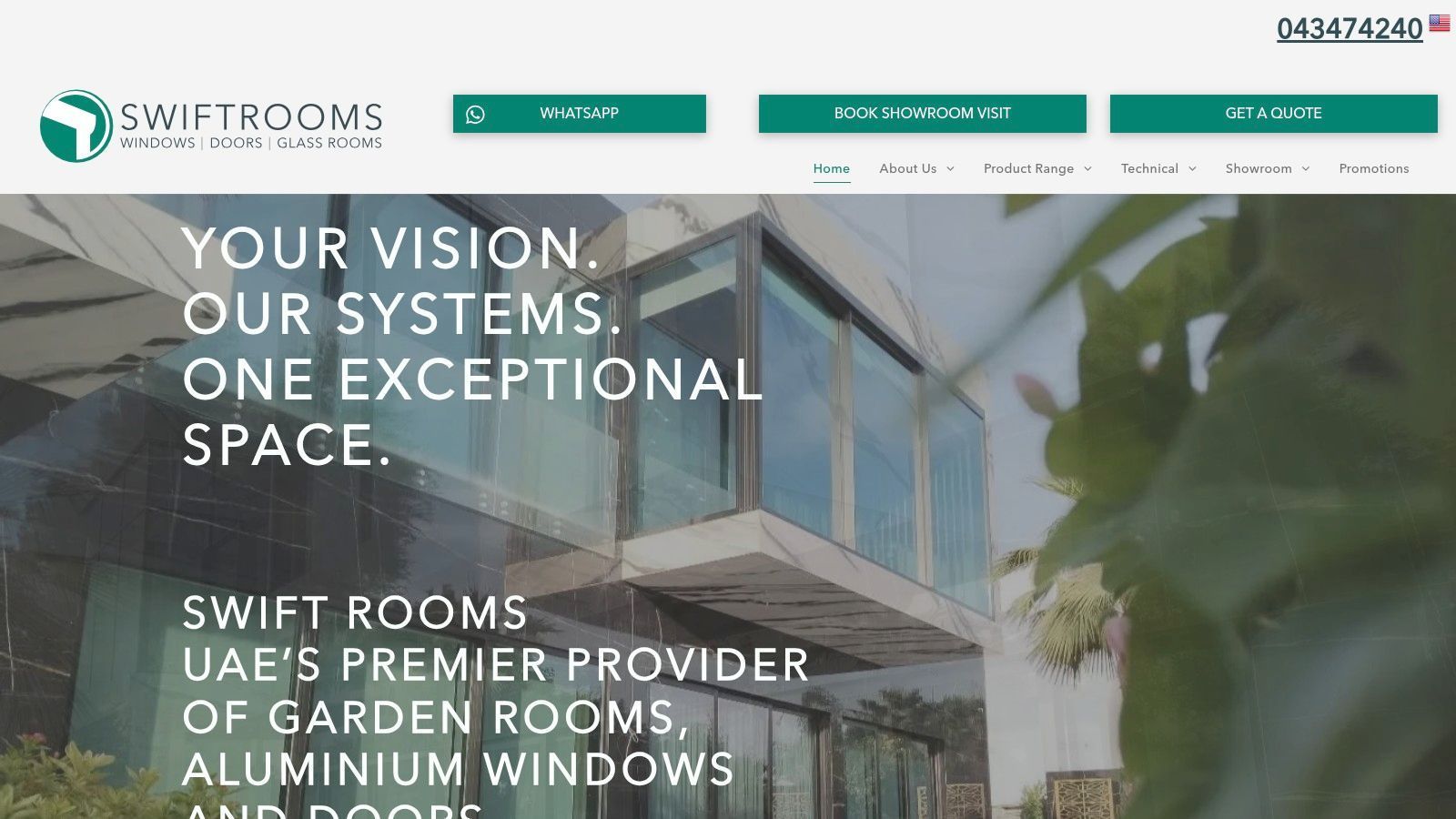 Swift Rooms website with text