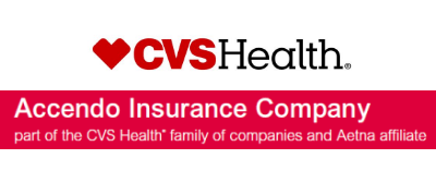 CVS Health logo above Accendo Insurance Company banner on a white background