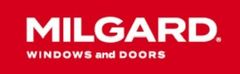 Milgard Windows and Doors logo in white on a red background