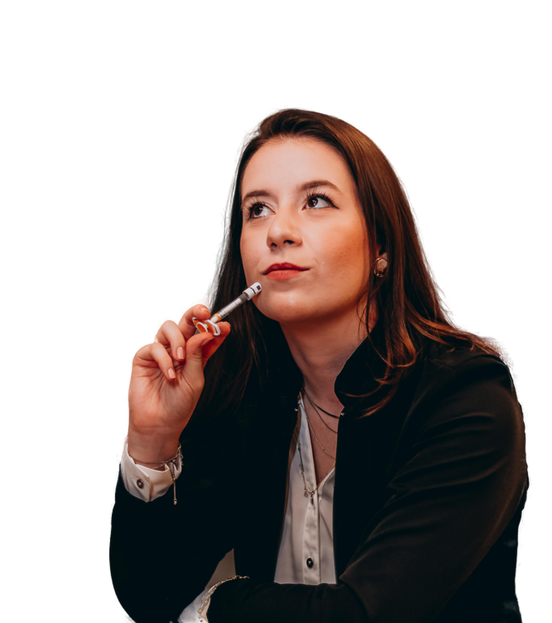 A businesswoman thinking