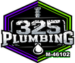Logo for 325 Plumbing, featuring a hexagon shape, text, and plumbing elements.