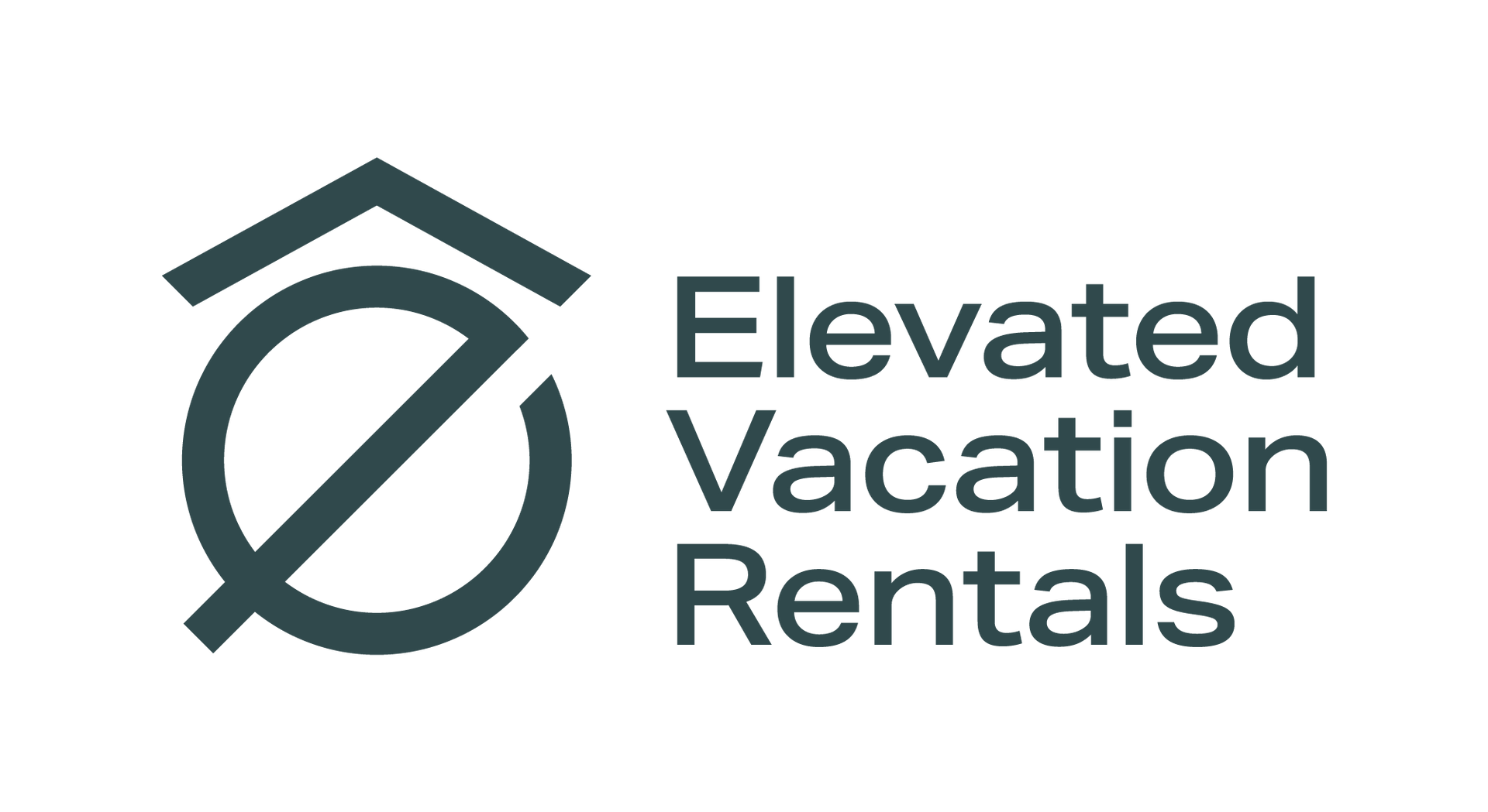 Logo for Elevated Vacation Rentals with a gray geometric roof and circle icon beside the company name.