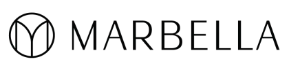 MARBELLA logo in black with circular emblem on white background