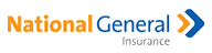 National General Insurance logo. Orange and blue text with an arrow symbol.