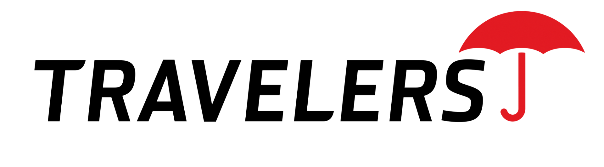 Travelers Insurance logo with red umbrella icon over the letter