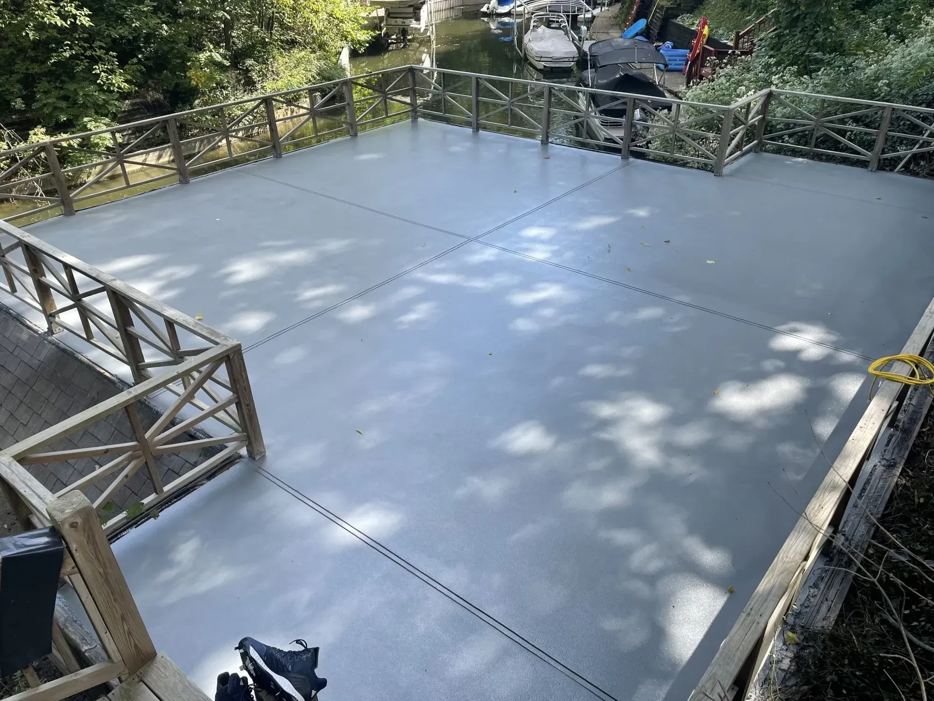 After Pouring Concrete on the Deck Flooring — Fishers, IN — High-Tech Flooring