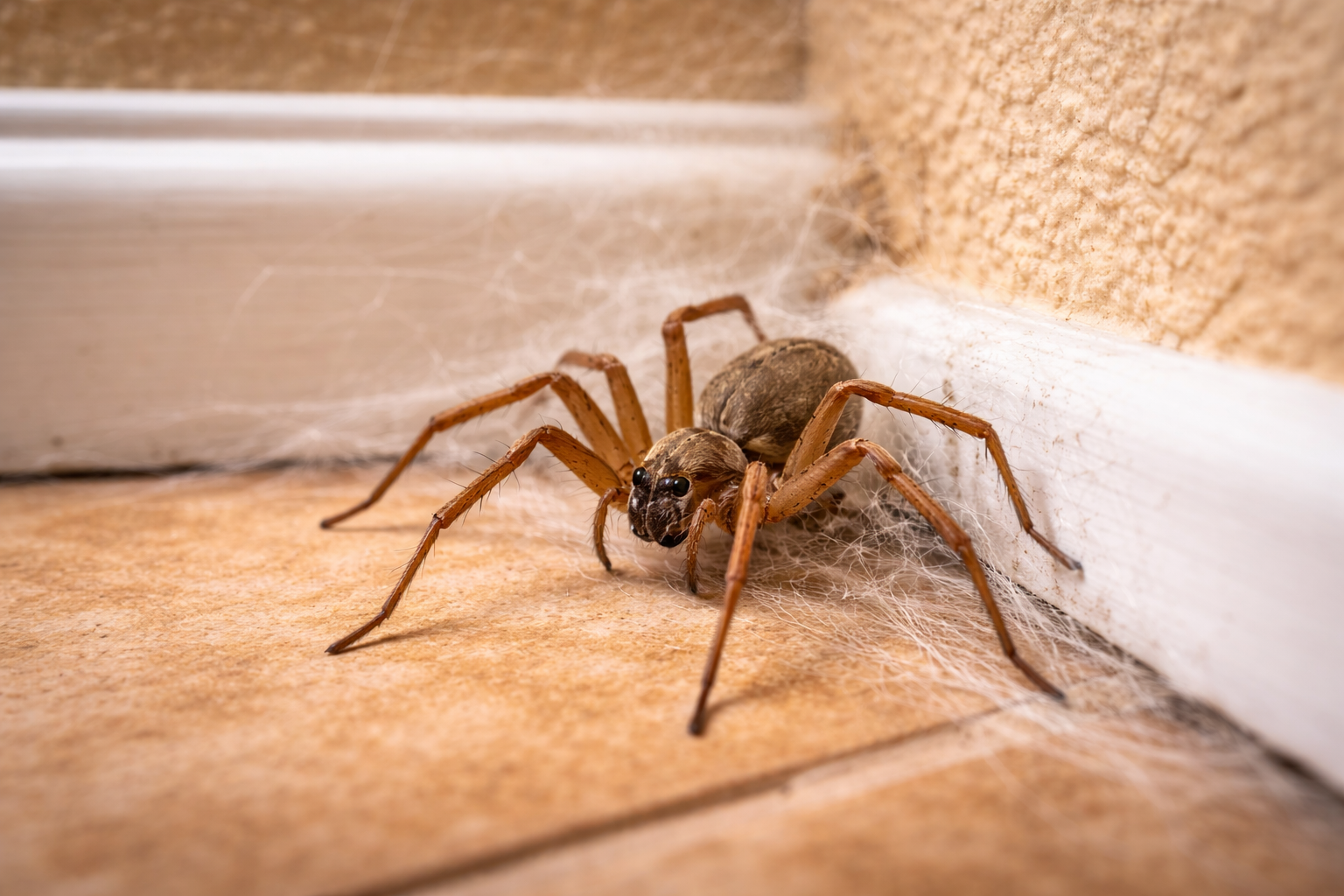 brown recluse spider inside corner of Weston Florida home