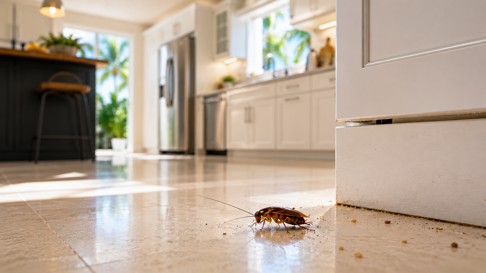 German roach seen during daytime in South Florida kitchen.