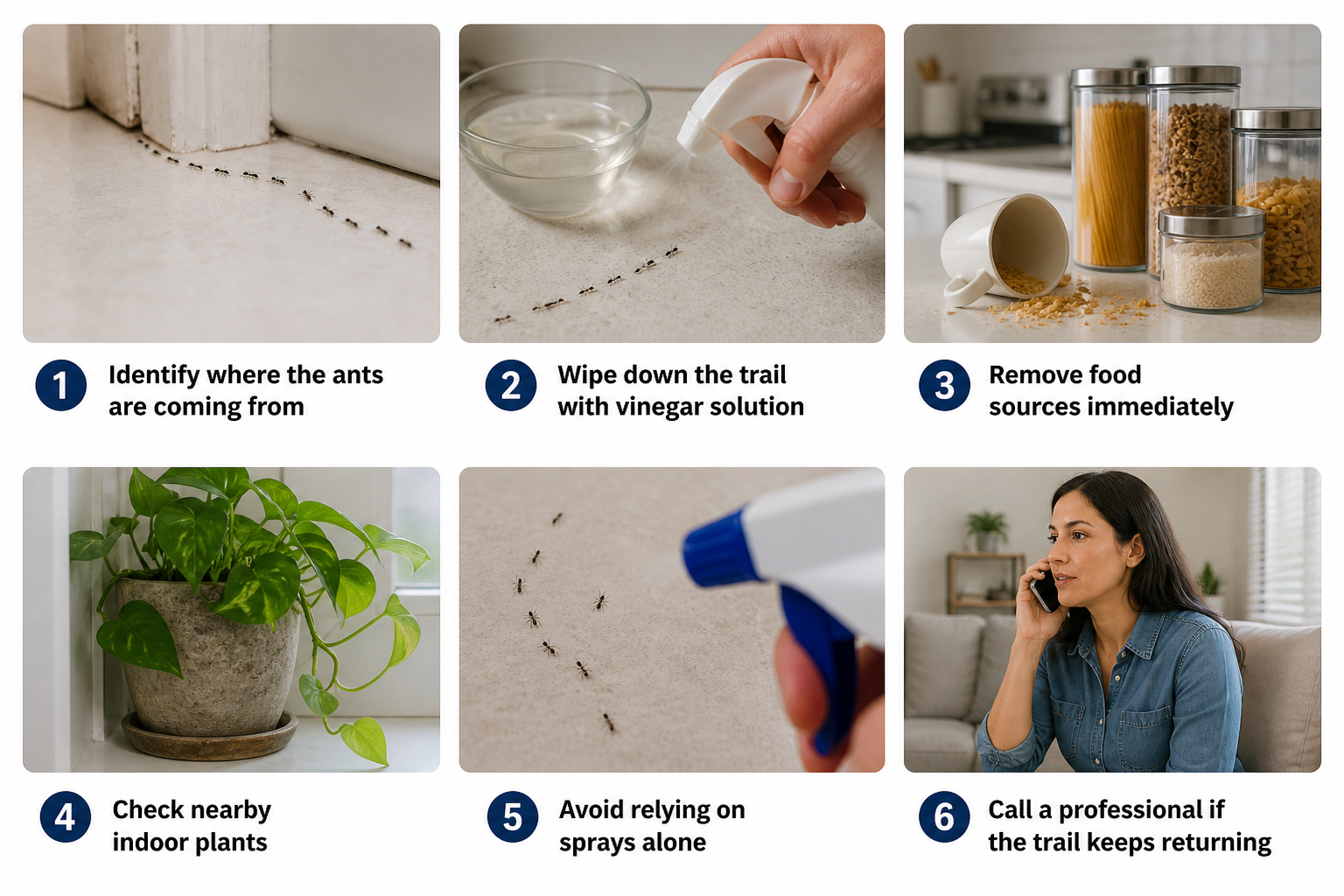Ant control tips for South Florida homes including cleaning trails and preventing reinfestation
