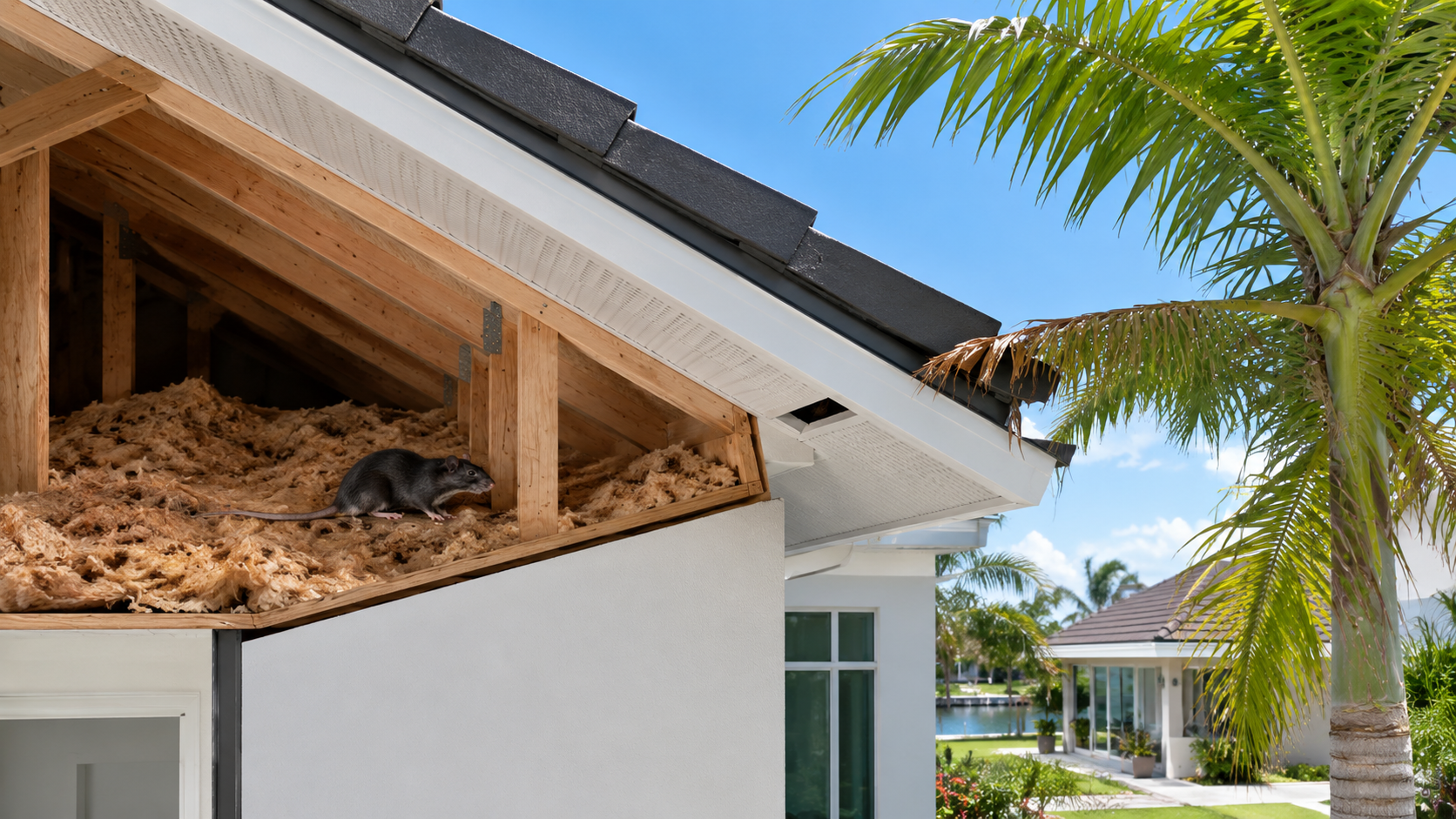 Roof rat in the attic of a South Florida home.