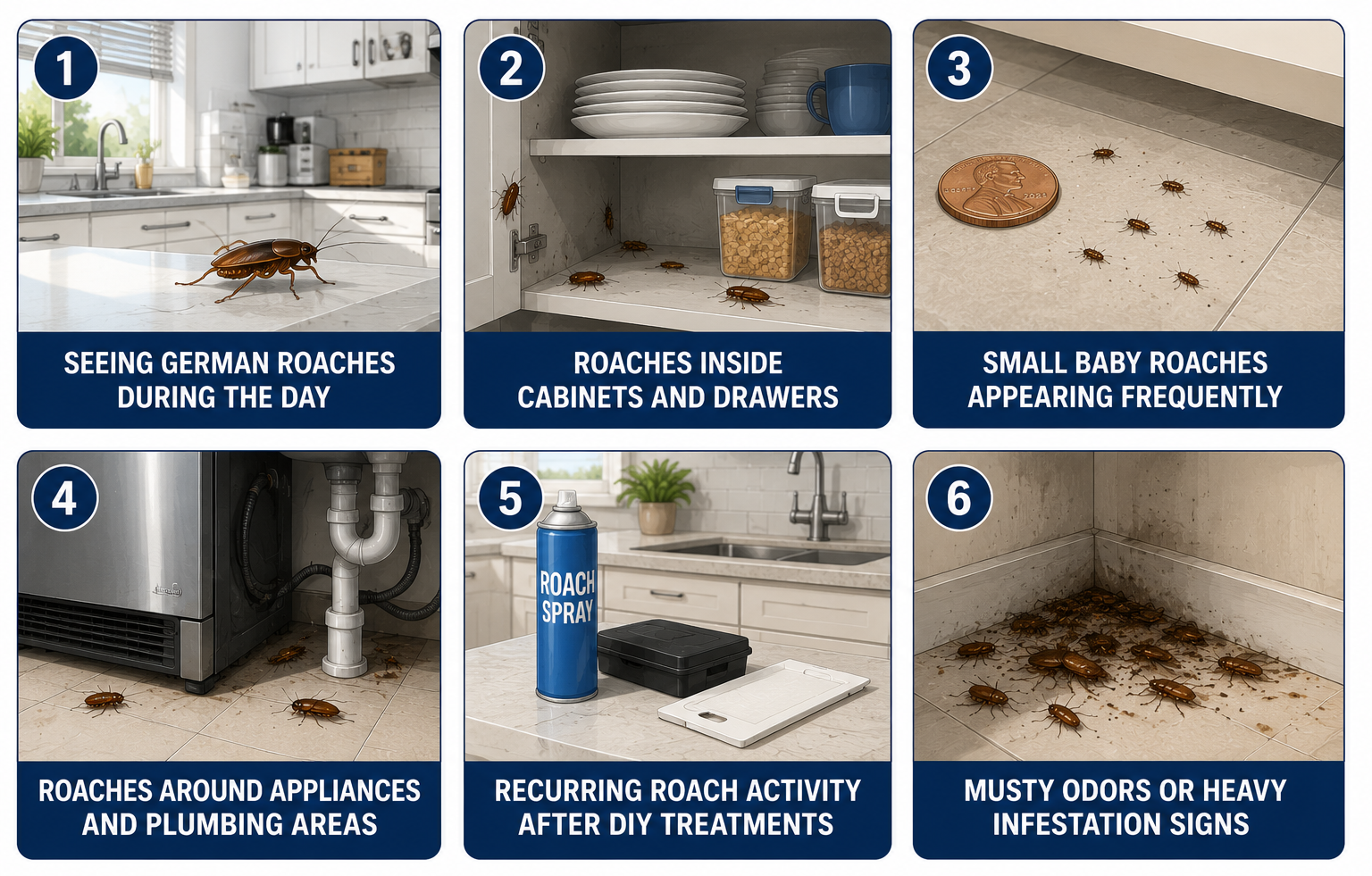 Signs of a German roach infestation illustration