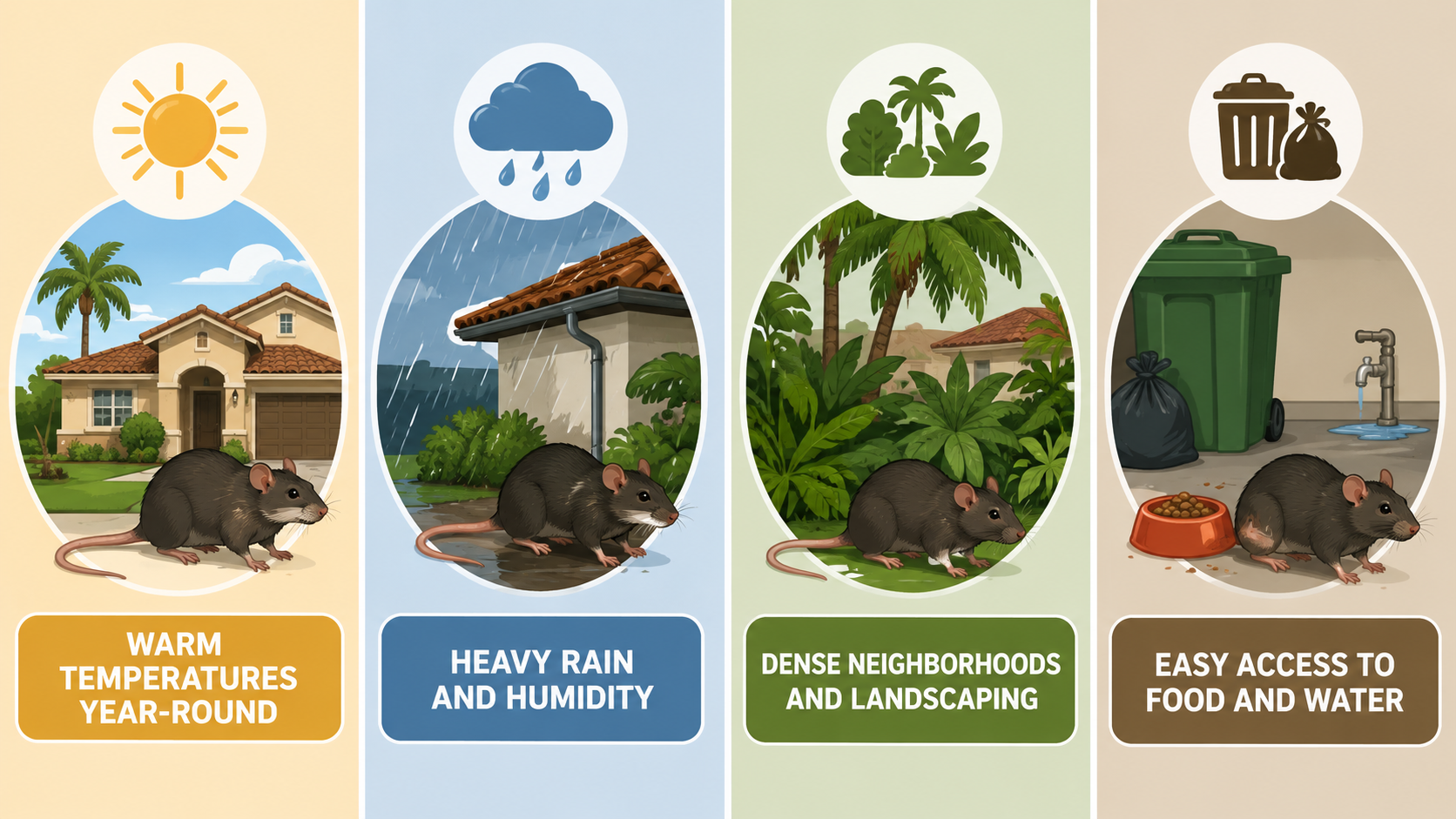 Environmental factors that increase rodent activity in South Florida