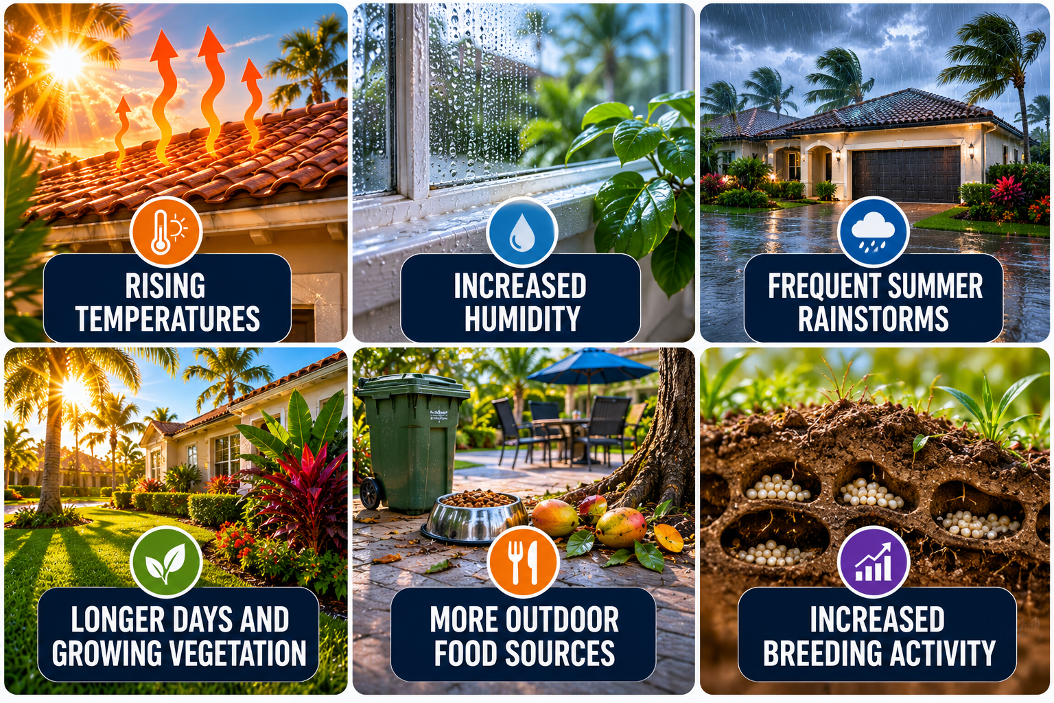 Infographic showing why pest activity increases during June in South Florida