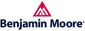 Benjamin Moore logo with navy text and a magenta geometric triangle icon above it