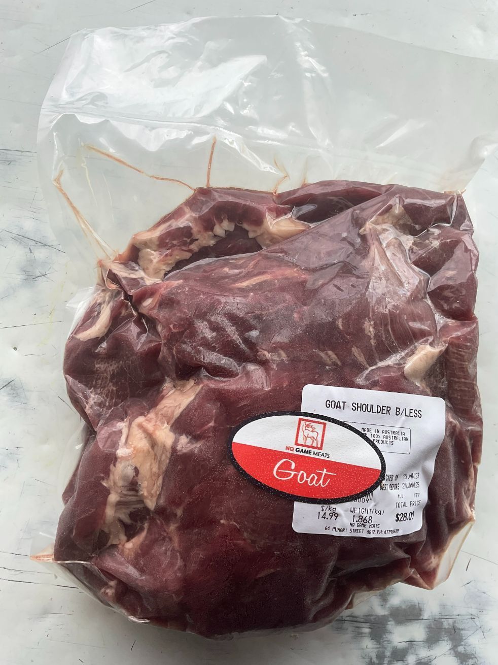 Goat Shoulder B/Less — NQ GAME MEAT in Currajong, QLD