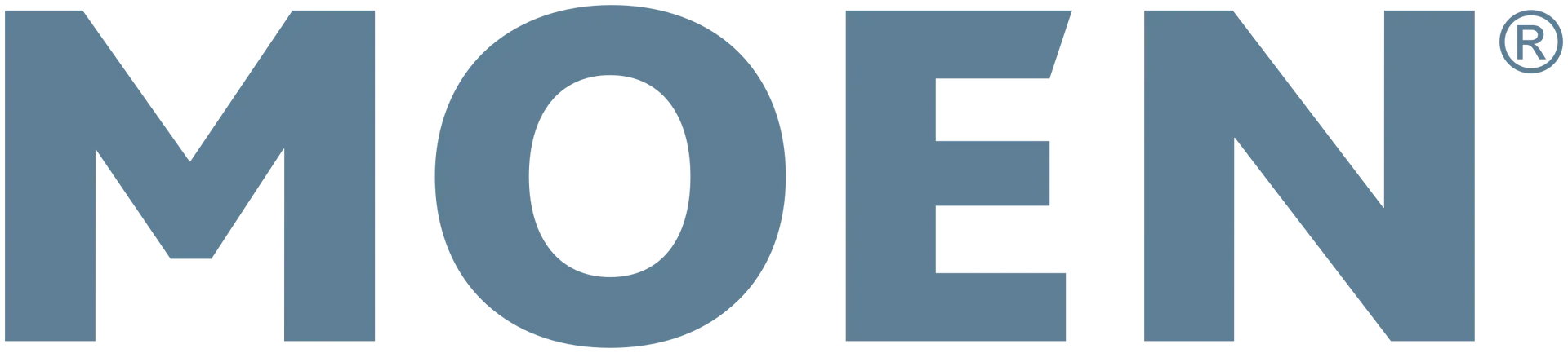 MOEN logo in blue-gray letters on a white background